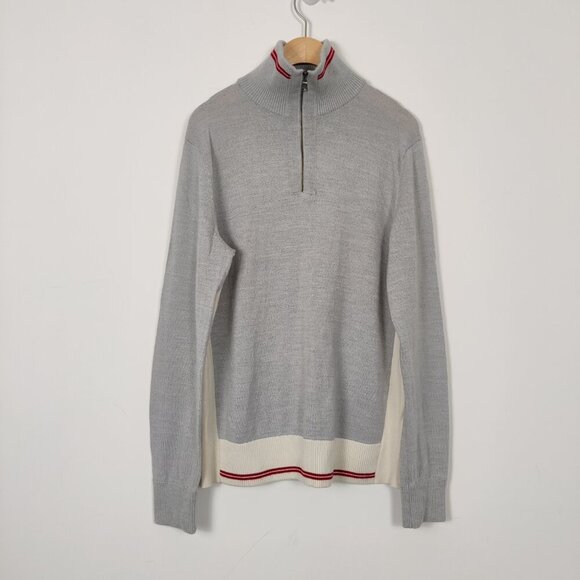 Banana Republic Men's Wool Sweater Size Medium Silver Color Block Fall Academia - Picture 1 of 9